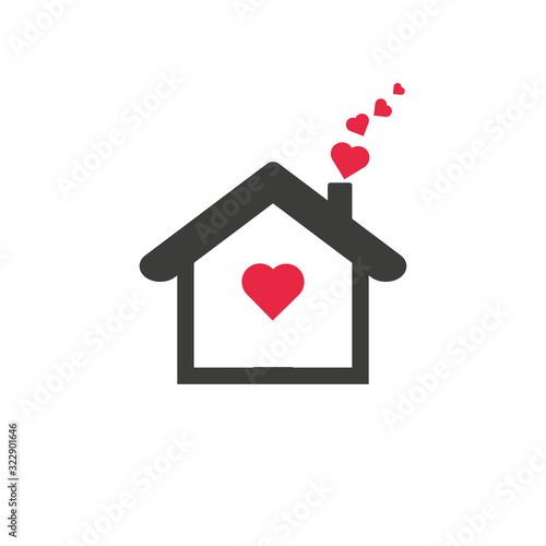 The house is full of love . Icon homes and hearts of black. Icon Drawing eps10