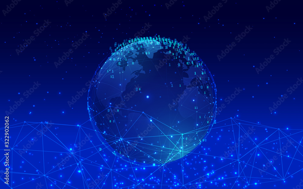 Obraz premium digital technology on the world abstract background 