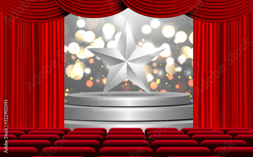 silver star on the stage in the hall	