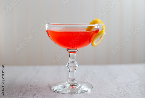 Scofflaw cocktail, prohibition era  cocktail made with rye, dry vermouth, orange bitters and a touch of grenadine