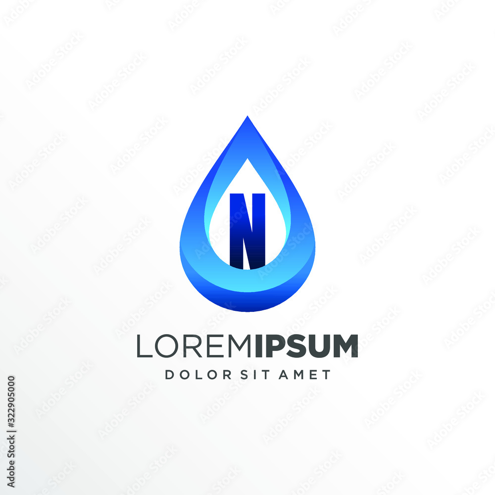 Initial Letter N inside Water Drop Logo Design