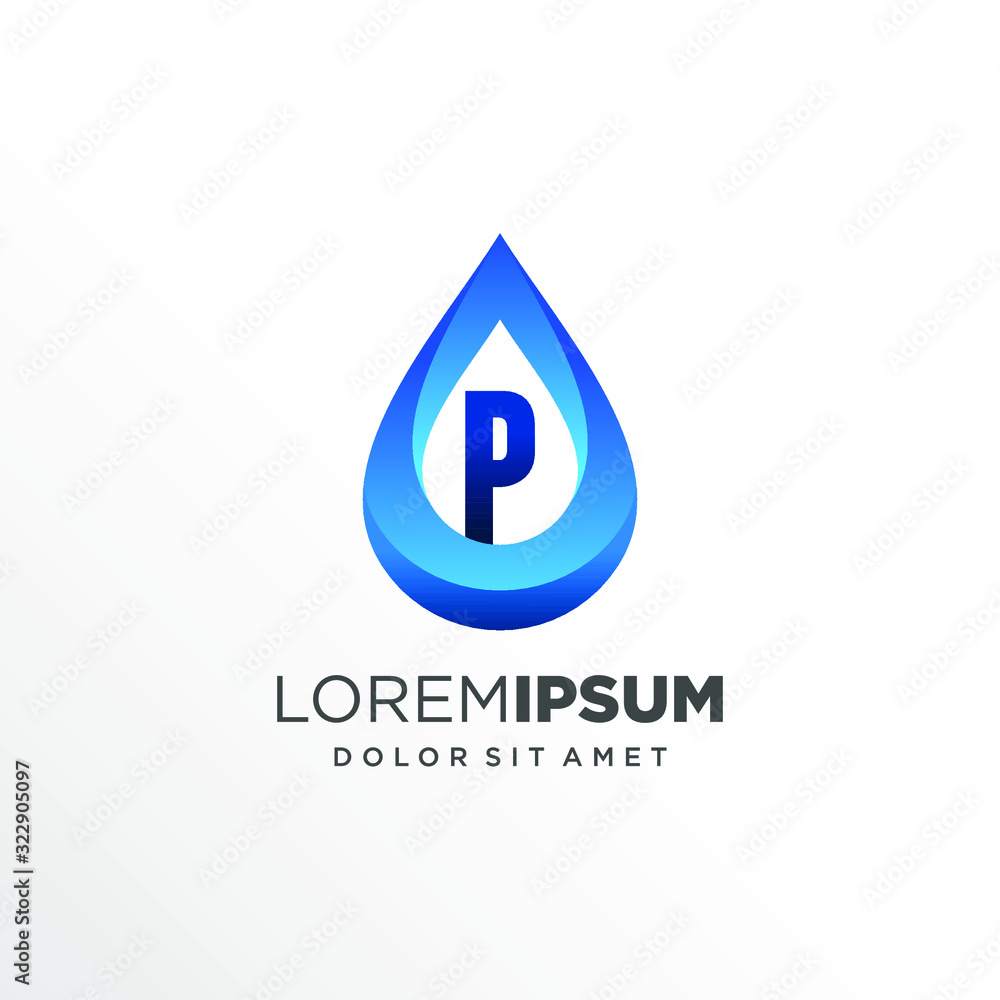 Initial Letter P inside Water Drop Logo Design Initial Letter P inside Water Drop Logo Design