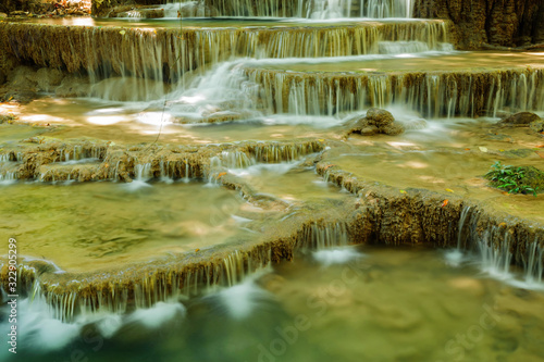 Fototapeta Naklejka Na Ścianę i Meble -  Forest Stream and Waterfall  Huay Mae Kamin National Park, Kanchanaburi, Thailand  