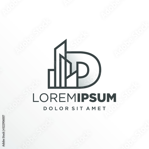 Initial Letter D with Buildings Logo Design