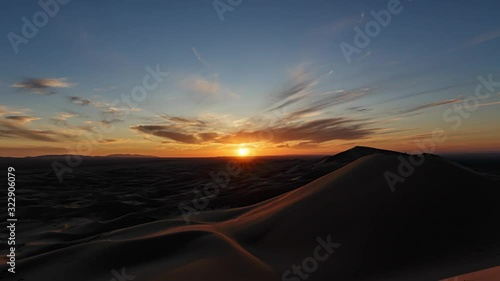 timelapsing sunset gobi desert in Mongolia photo