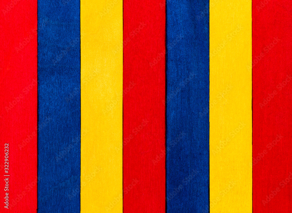 Fototapeta premium red blue and yellow colour wood texture background