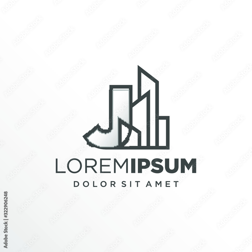 Initial Letter J with Buildings Logo Design Initial Letter J with Buildings Logo Design