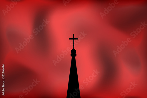 EPS 10 vector. A cross on the sky. Religion concept.