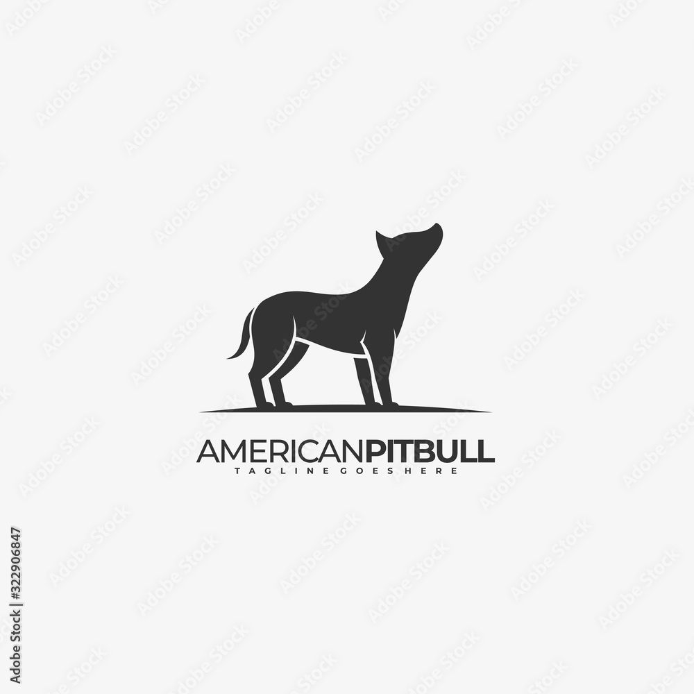 Vector Logo Illustration American Pit bull Silhouette Style