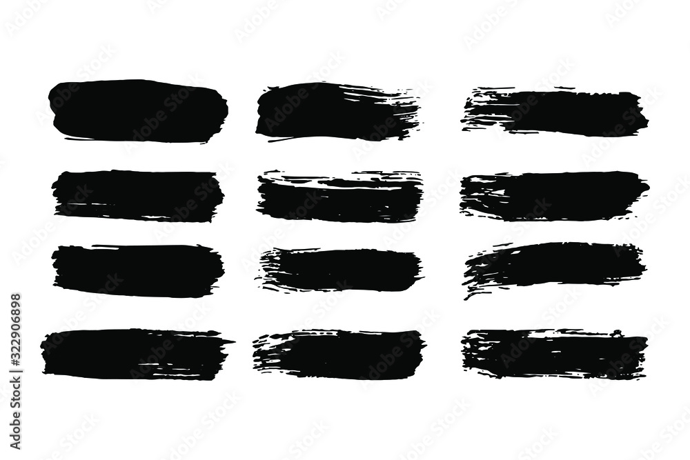 EPS 10 vector. Set of black brushstrokes. Good collection of brushes. 