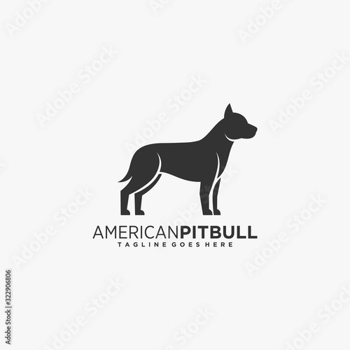 Vector Logo Illustration American Pit bull Silhouette Style