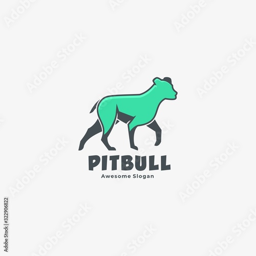 Vector Logo Illustration American Pit bull Mascot Cartoon Style