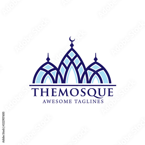 simple minimalist mosque building logo vector simple luxury icon illustration design