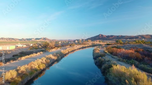 Aerial view of main canal of Gila Gravity Canal - Yuma AZ