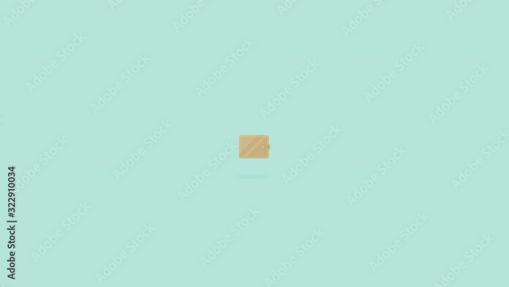Gold coins fall into wallet animation Gold coins fall into wallet animation