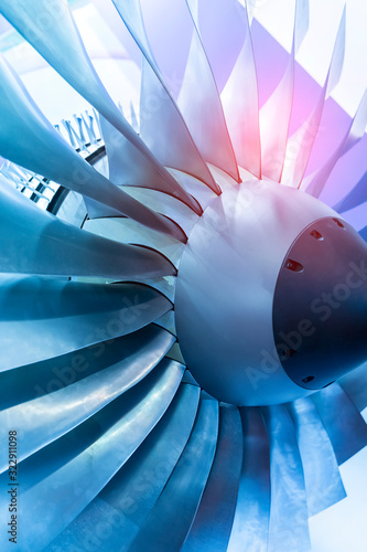 Jet engine, internal structure with hydraulic, aircraft and aerospace industry photo