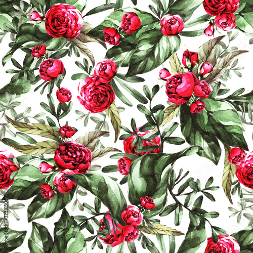 seamless pattern of red flowers