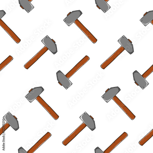 Steel hammer, forge workshop. Cartoon style vector. Isolated on white background.