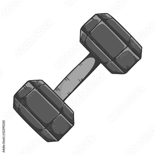 Black dumbbell for weightlifting. Cartoon style vector.