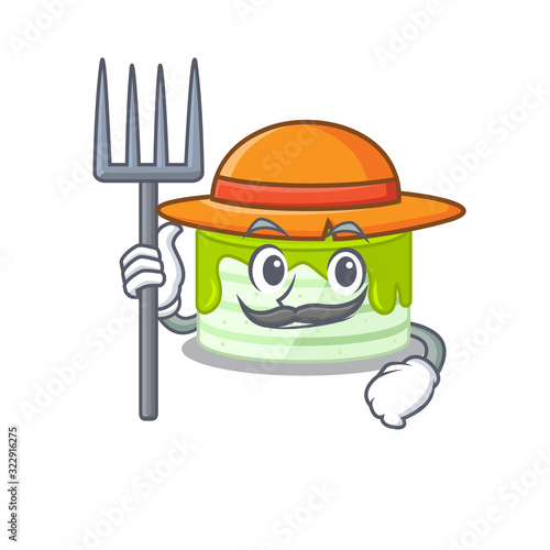 Happy Farmer kiwi cake cartoon picture with hat and tools