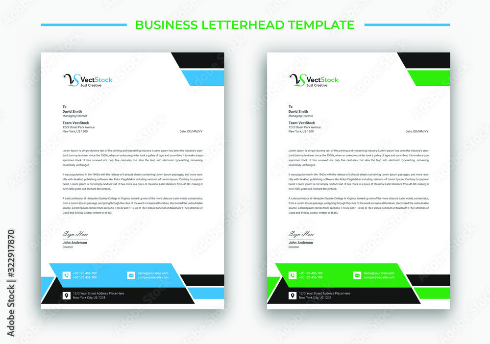 Letterhead template with various colors Letterhead template with various colors