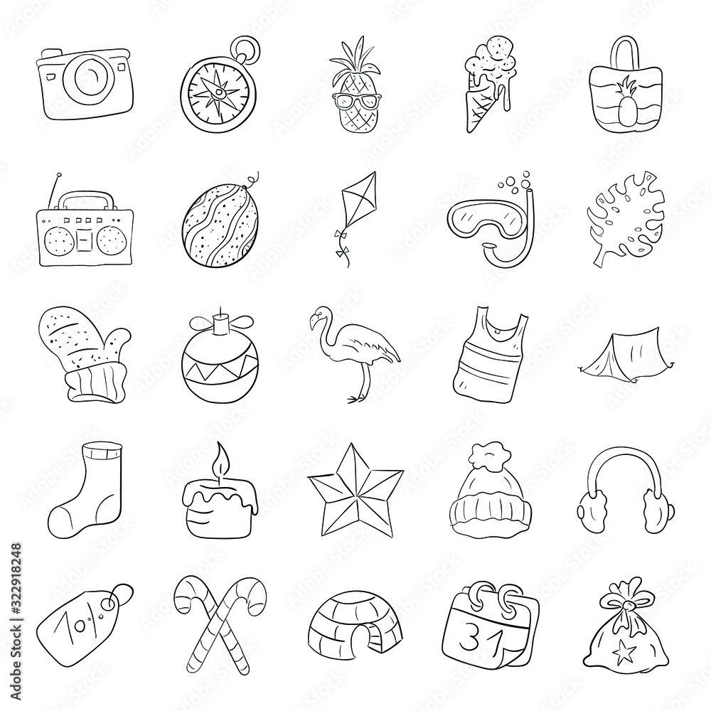 Pack Of Conceptual Doodle Icons 