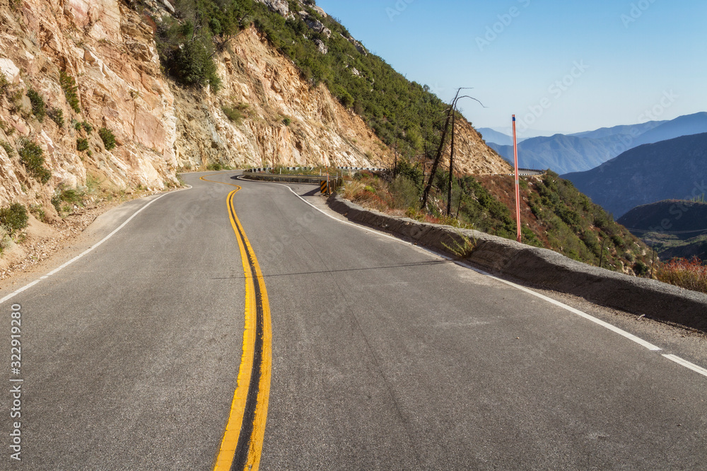 Fototapeta premium Driving through the San Gabriel Mountains above Azusa. In Southern California