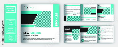 Fashion square tri-fold brochure template