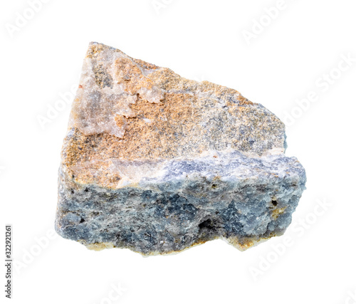 Φωτογραφία unpolished corundum rock cutout on white