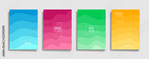 vertical background for banner cover. wavy paper cut style backdrop. red green purple yellow gradient geometric wallpaper. modern background