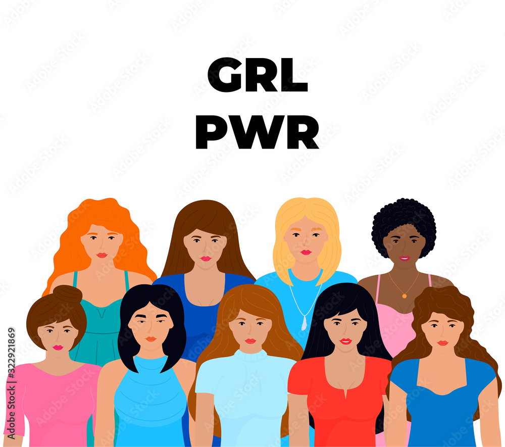 Girl Power, fight, protest, strength, struggle for women's rights. Feminism concept. 8 march Girl Power, fight, protest, strength, struggle for women's rights. Feminism concept. 8 march