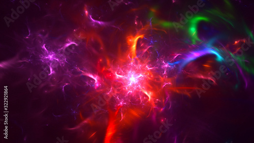 3D rendering abstract red fractal light background