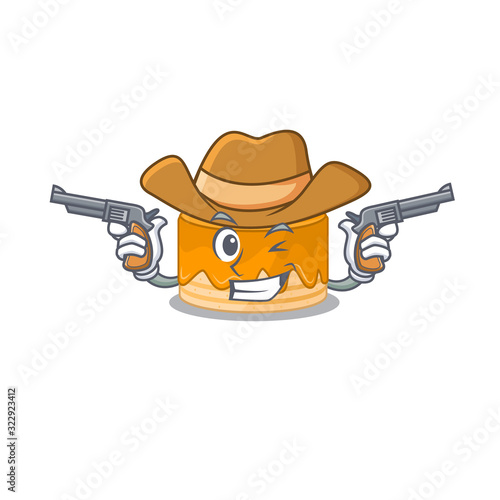 Orange cake Cowboy cartoon concept having guns