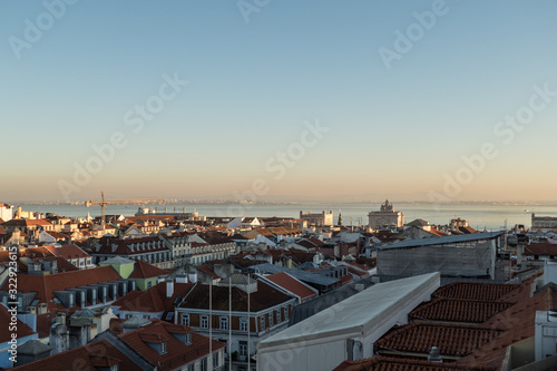 lisbon old town panorama with historic roofs