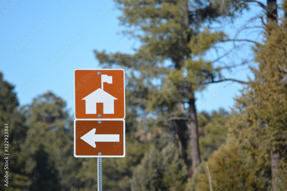 Ranger Station Direction Sign at Black Mesa Ranger Station in Sitgreaves National Forest, Arizona USA