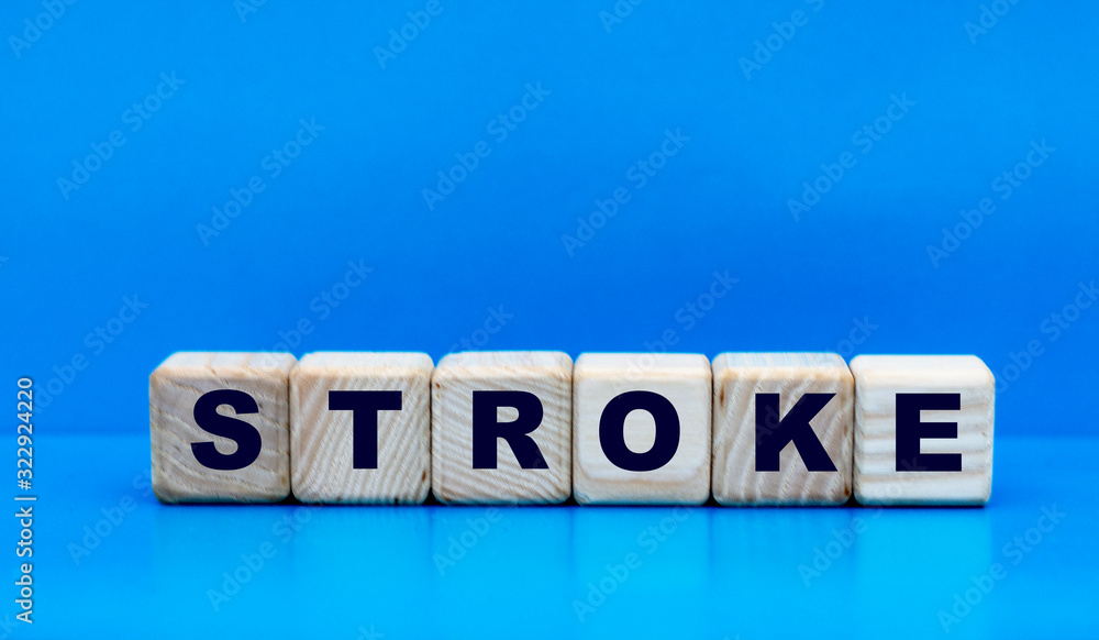 concept word stroke on cubes on a blue background concept word stroke on cubes on a blue background