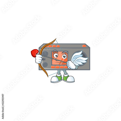A lovely radio transceiver Cupid with arrow and wings