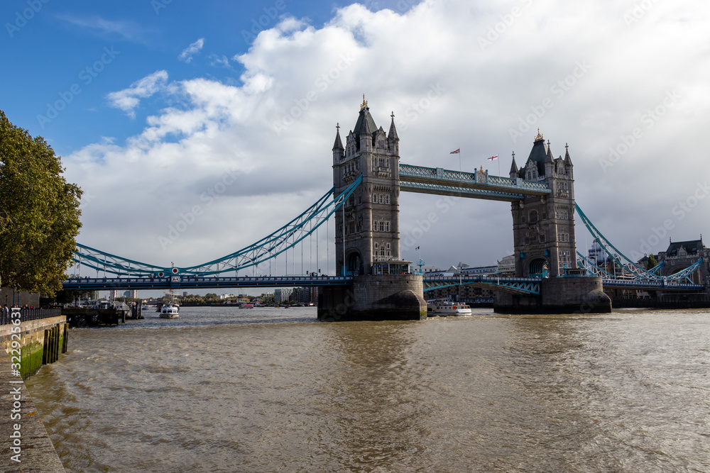 Obraz premium Tower Bridge in London after a heavy rainfall, UK
