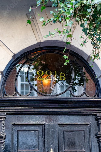 Sherlock Holmes Famous Front Door Address 221B Baker Street, London photo