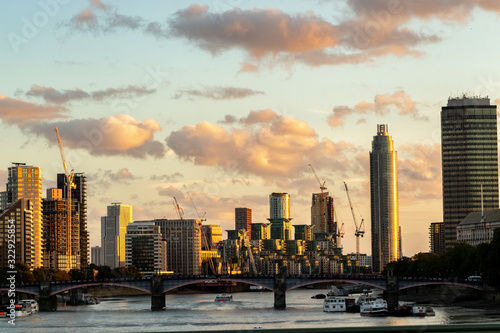 A view from the london skyline at sunset. Photo was taken from the westminser bridge, London, England, UK