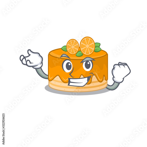 cool confident Successful orange cake cartoon character style