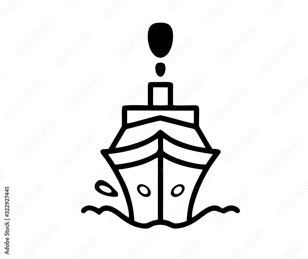 Fototapeta premium A cruiseship or ocean luxury boat, ferry logo or sign for apps or website isolated design in black and white as a vector