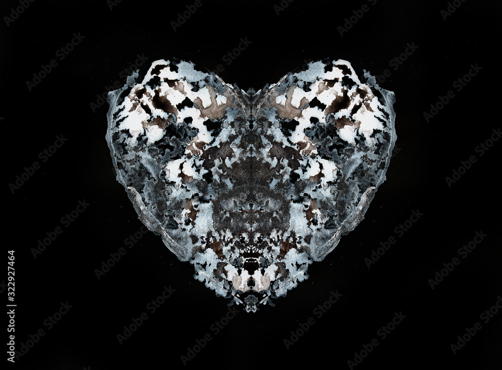Watercolour splashes heart on black paper background. Watercolour splashes heart on black paper background.