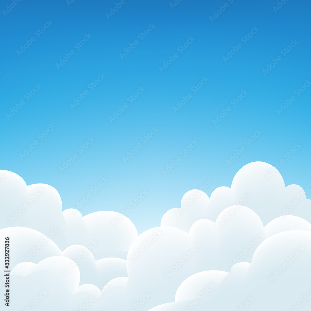 Fototapeta premium Sky background and white clouds. Vector Illustration.
