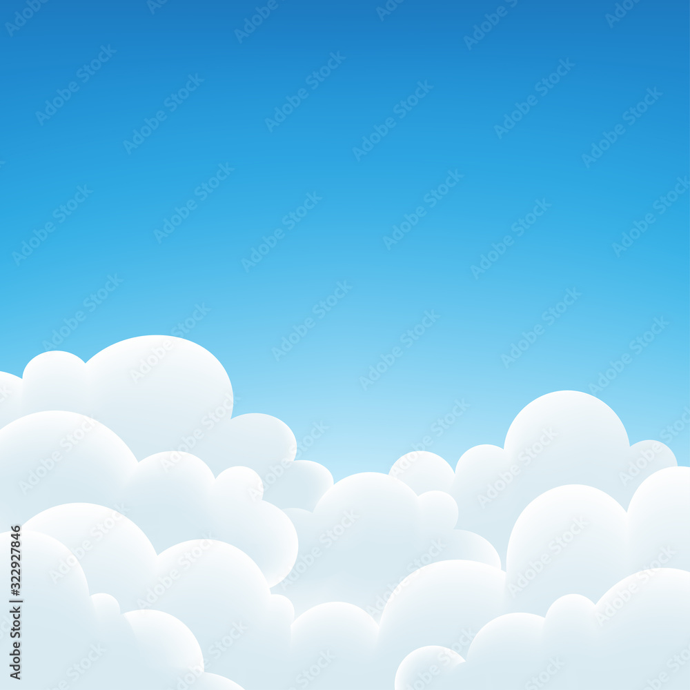 Sky background and white clouds. Vector Illustration.