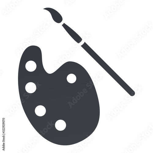 Vector Black Silhouette Icon - Pallete and Brush. Painting Tools.