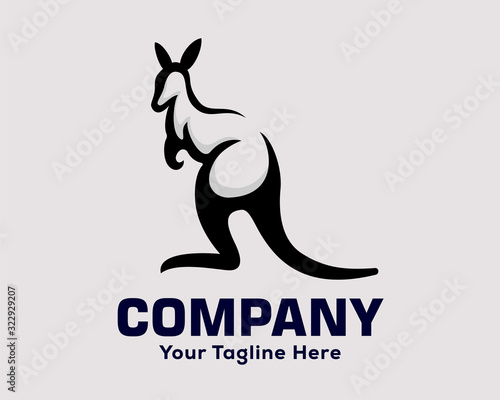Stand kangaroo look front logo design inspiration