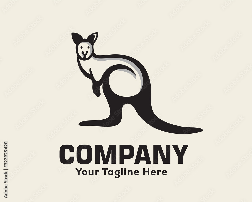 Stand kangaroo view face logo design inspiration Stand kangaroo view face logo design inspiration