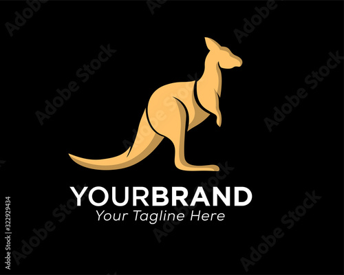 Stand kangaroo on black logo design inspiration
