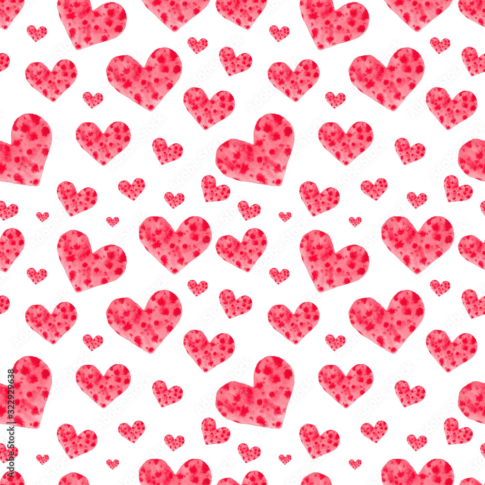 Watercolor heart seamless pattern. Сoncept valentine, Happy Anniversary, wedding. Hand painted texture perfect for holiday invitations, greeting cards, scrapbooking, print, gift wrap, manufacturing. Watercolor heart seamless pattern. Сoncept valentine, Happy Anniversary, wedding. Hand painted texture perfect for holiday invitations, greeting cards, scrapbooking, print, gift wrap, manufacturing.